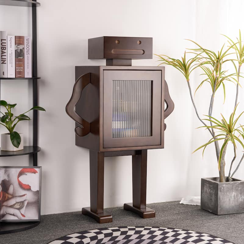 Wood Robot Drinks Storage Cabinet - Walnut