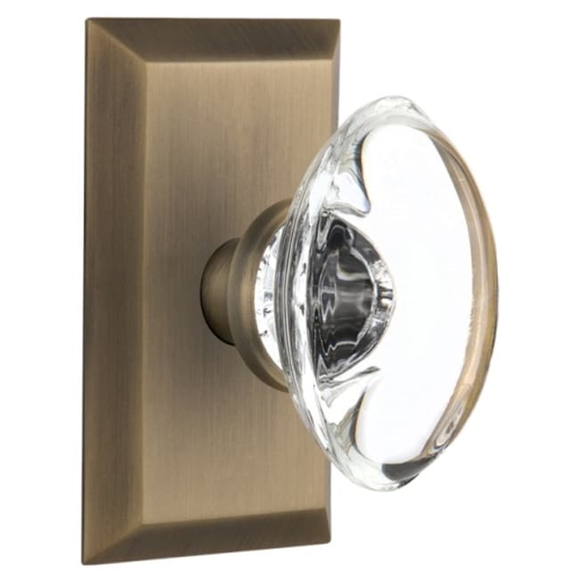 Nostalgic Warehouse Oval Clear Crystal Solid Brass Single Dummy Door