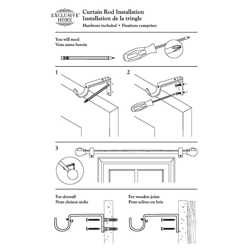EXCLUSIVE HOME Topper 1" Curtain Rod and Finial Set