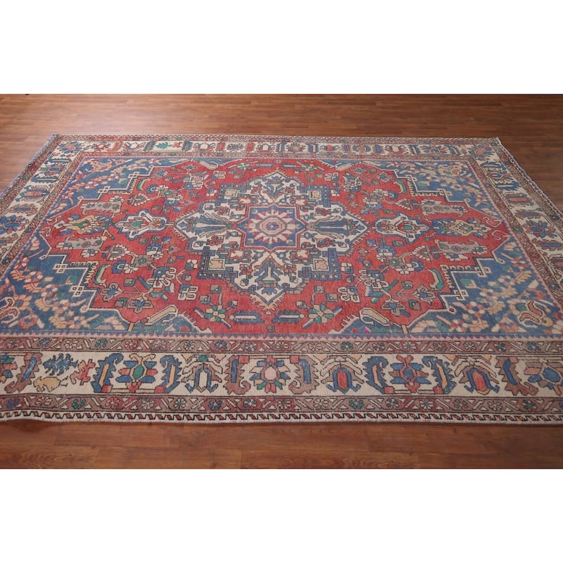 Bakhtiari Persian Vintage Area Rug Handmade Wool Carpet - 6'10"x 10'1"