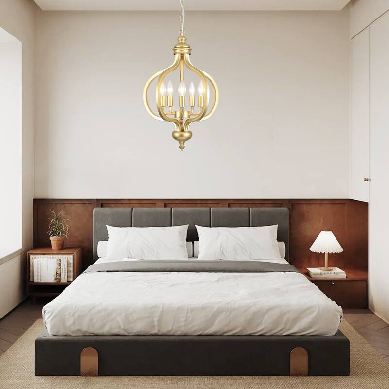 5-Light Candlestick Hanging Linear Chandelier Lighting Island Chandelier Fixture for Kitchen Island