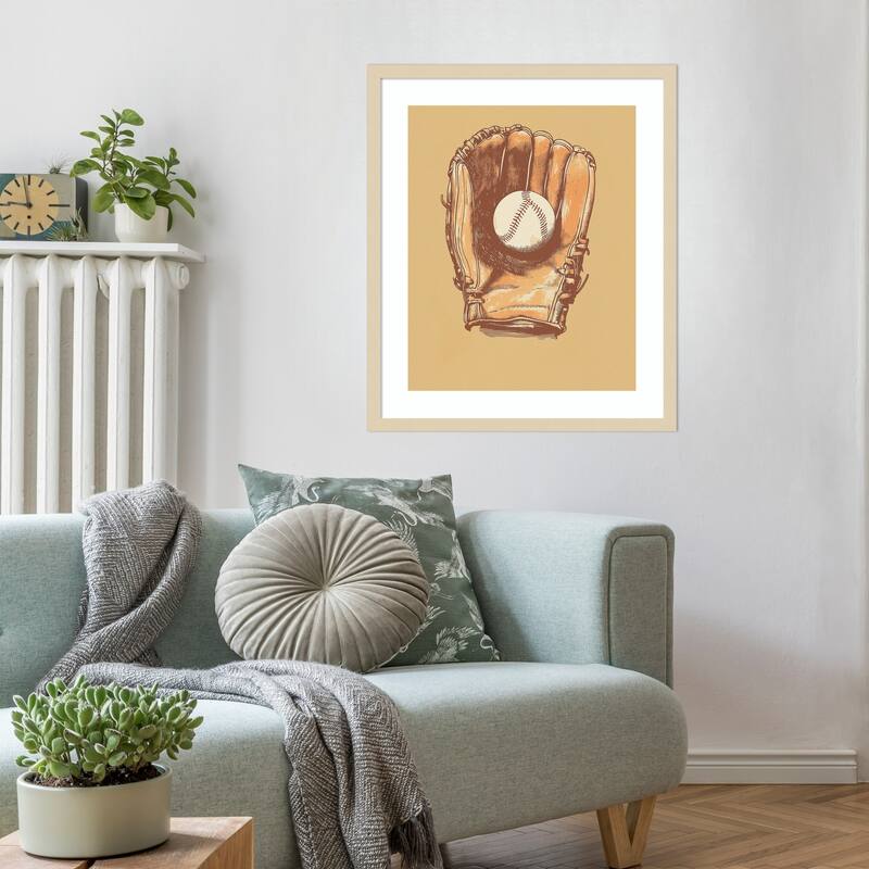 Baseball Glove by Andreas Magnusson Wood Framed Wall Art Print