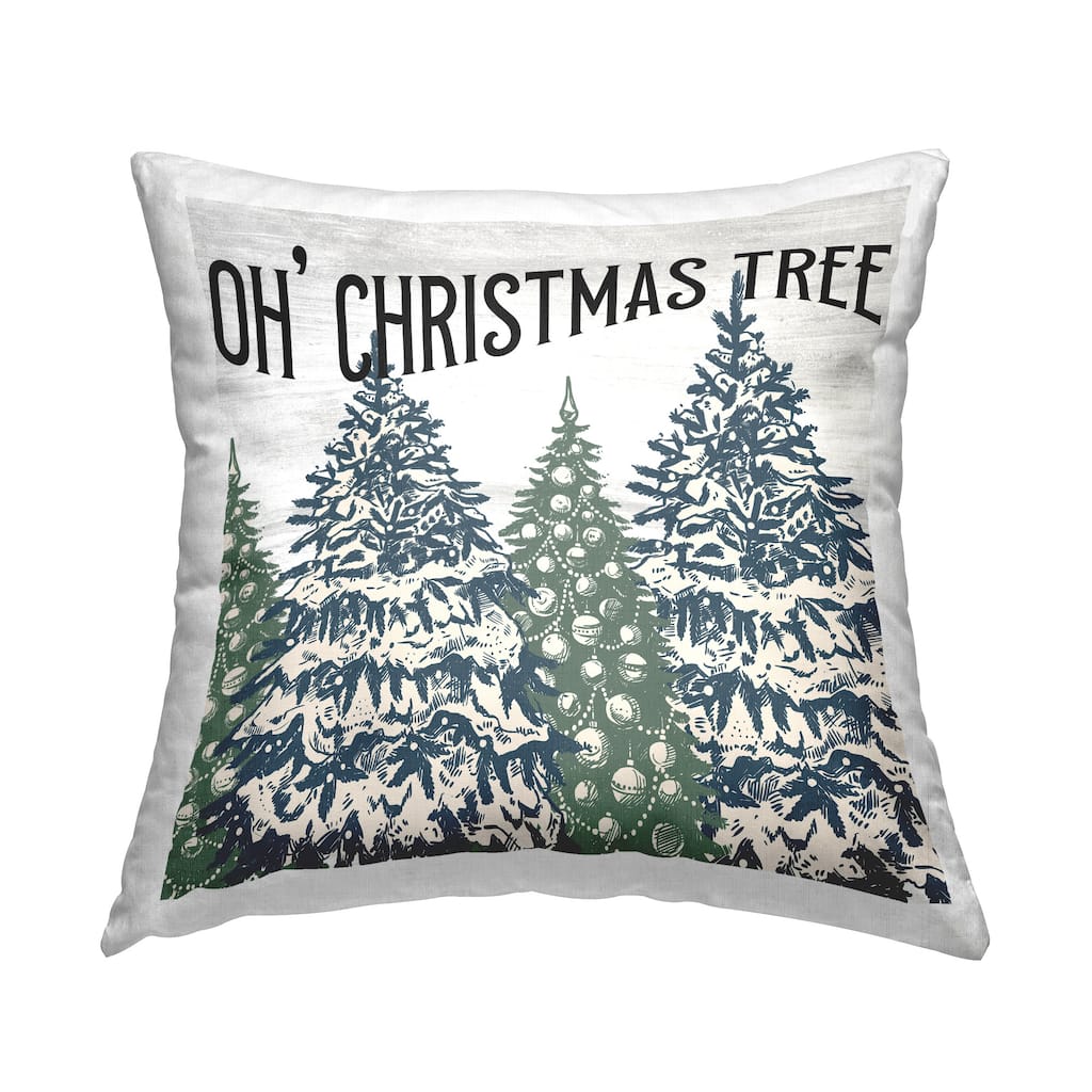 Stupell Oh Christmas Tree Holiday Ornament Patterns Printed Throw Pillow by Kim Allen