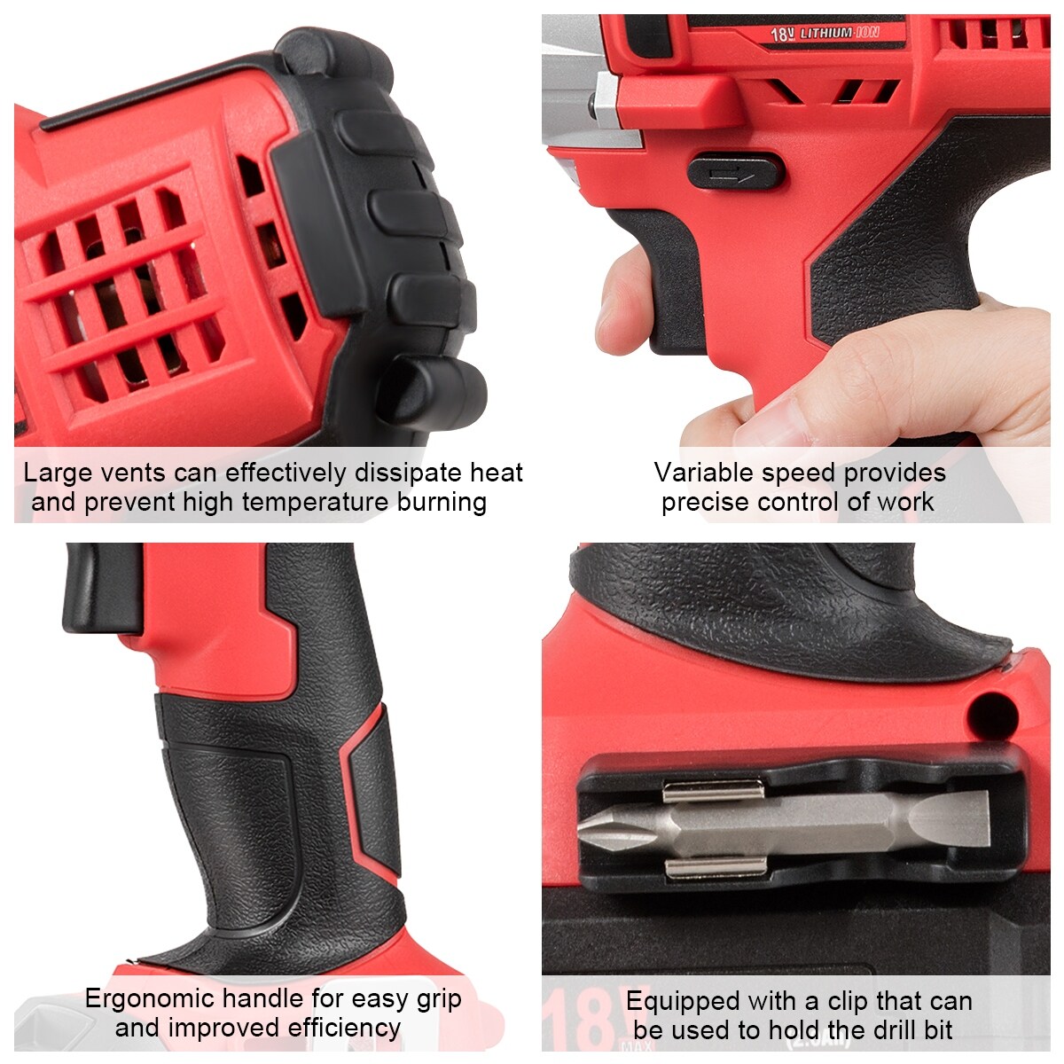 Shop 18v Cordless Drill Driver Impact Tool Kit 1 2 Chuck 2000mah Li Ion Overstock 29592150
