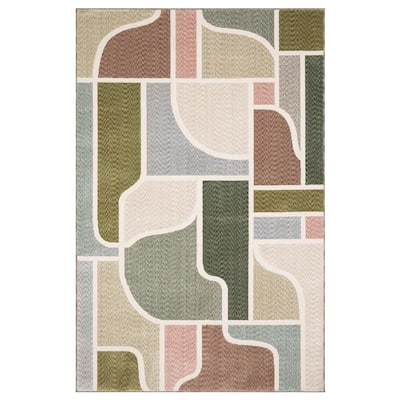 Tobias Mid-Century Modern Green/ Multi Area Rug