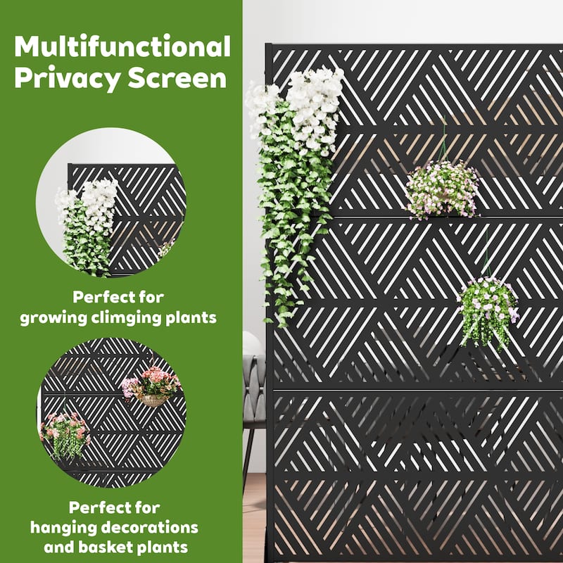 Dovelina 6ft.Outdoor Freestanding Metal Privacy Screen Decorative Garden Fence - 72"x47"