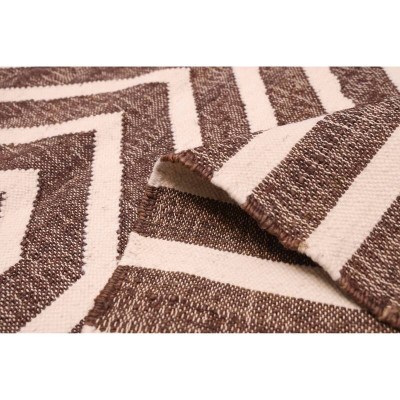 ECARPETGALLERY Flat-Weave Palas Denizli Dark Brown Jute Kilim - 5'9 x 8'4