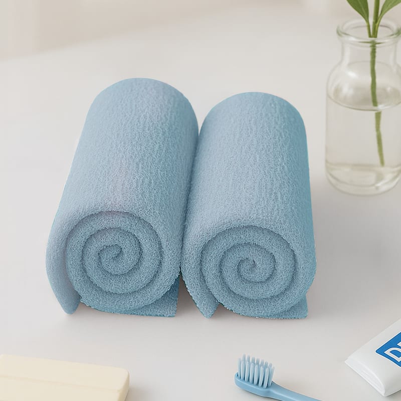 Deconovo Exfoliating Bath Towels, 2-Pack Shower Scrubber Cloths - Blue