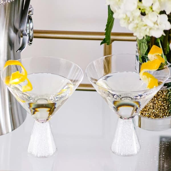 slide 1 of 1, Sparkles Home Rhinestone Stemless Crystal-Filled Martini Glass - Set of 6