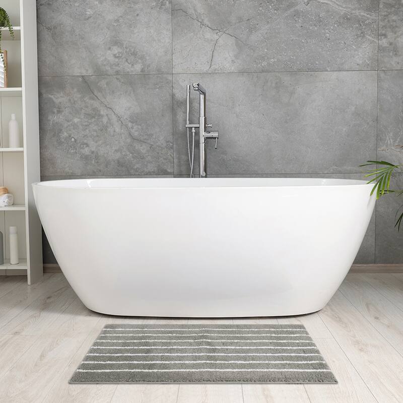 Striped Bathroom Rug, Non-Slip Soft Fluffy Bath Carpet, Water Absorbent Bathmat