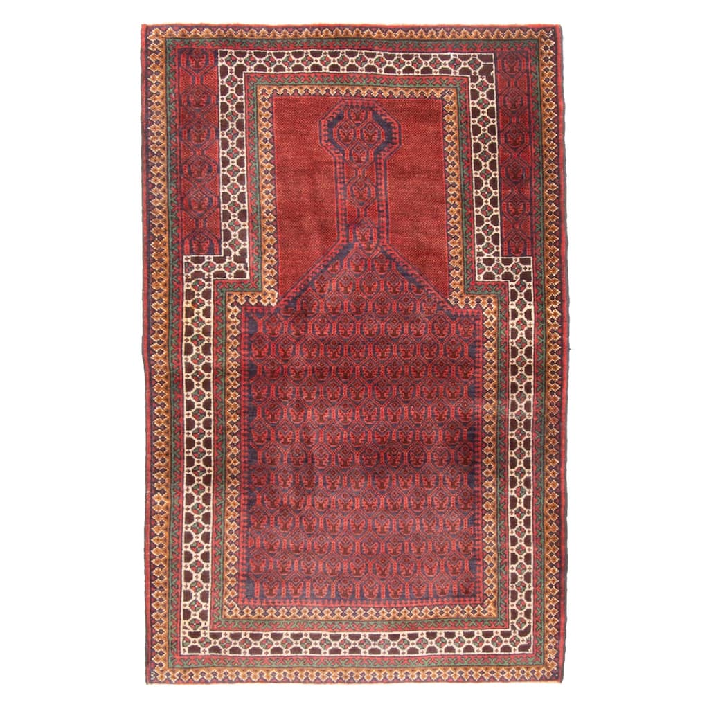 ECARPETGALLERY Hand-knotted Teimani Red Wool Rug - 2'11 x 4'8