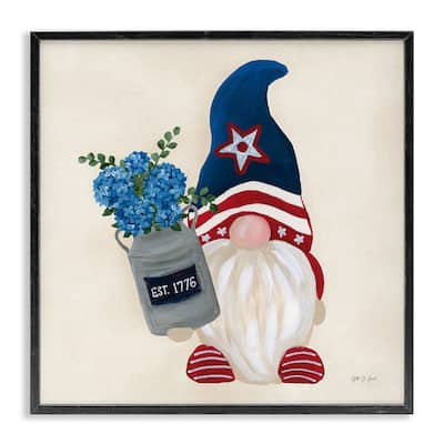 Stupell Gnome & Americana Bouquet Framed Giclee Art Design By Yvette St. Amant