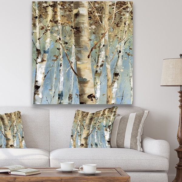 Designart White Birch Forest Ii Modern Farmhouse Premium Canvas Wall Art Blue 25706085 Designart White Birch Forest Ii
