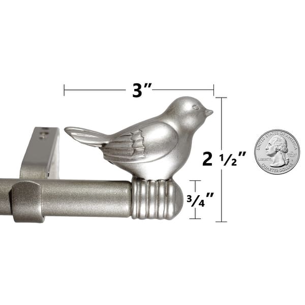 dimension image slide 6 of 11, Cute Bird Finial Adjustable Decorative Designer Curtain Rod