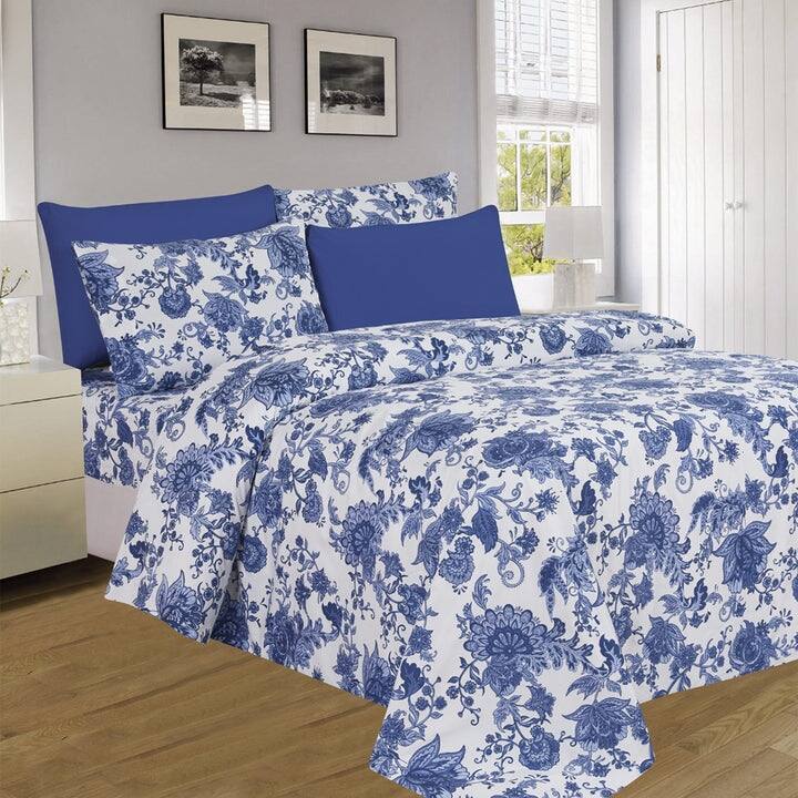 PREMIUS Premium Azure 4 & 6 Piece Microfiber Printed Wrinkle-Free Sheet Set - Full