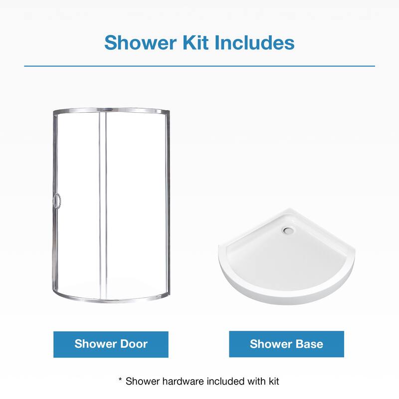OVE Decors Breeze Corner Shower Sliding Door with Base and Clear
