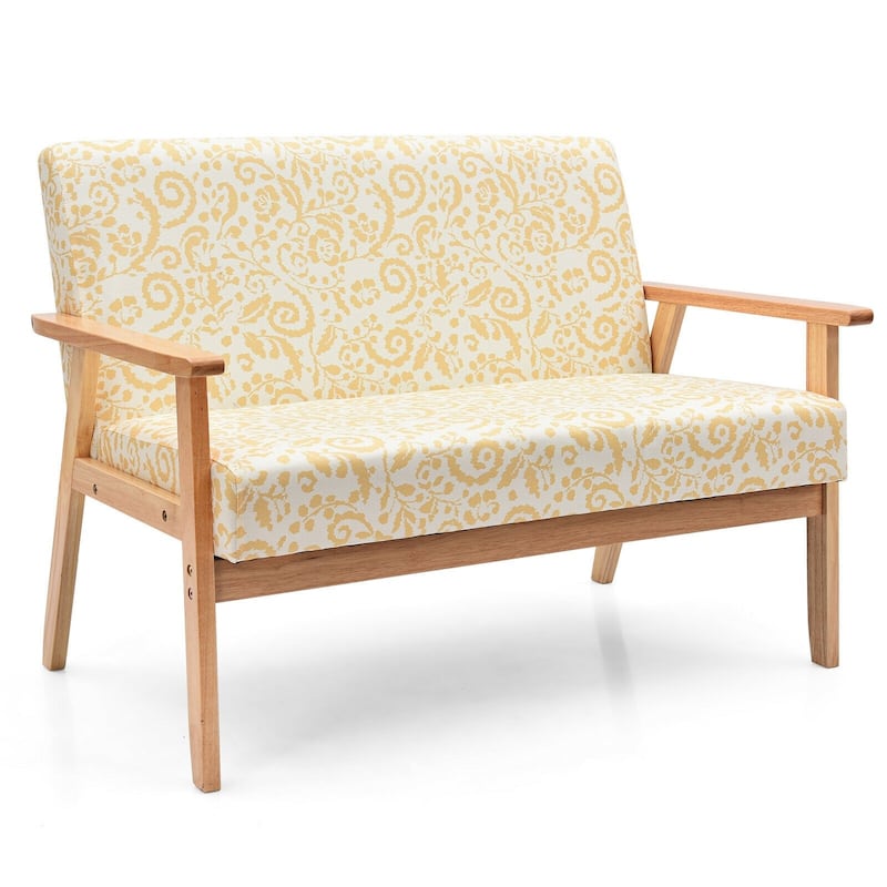 Modern Fabric Loveseat Sofa Couch Upholstered 2-Seat Armchair - 45" x 26.5" x 32" (L x W x H) - Yellow