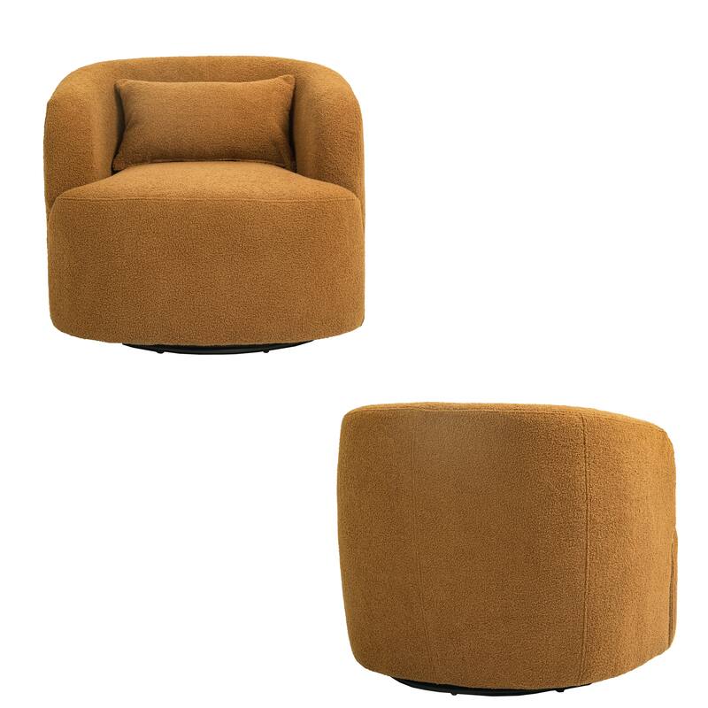 Modern Accent Chair Boucle Swivel Barrel Chair Set of 2