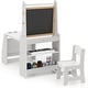 preview thumbnail 6 of 4, Kids Learning Table Chair Set Dual-Sided Easel Whiteboard Paper Roll Grey