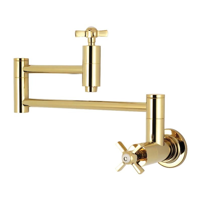 Kingston Brass Millennium Wall Mount Pot Filler Kitchen Faucet - Polished Brass