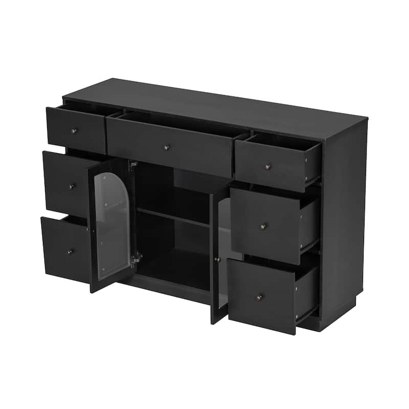 Christopher Knight Home - Arlo Cabinet with Storage for Living and Dining Room Entrance, Large Size with 2 Doors and 7 Drawers