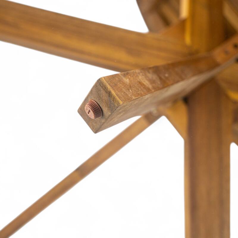 Christopher Knight Home - 5-Piece Outdoor Acacia Wood Dining Set with Curved Arm Chairs & Slat Round Table