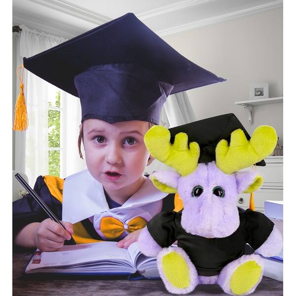 DolliBu Rainbow Lying Moose Graduation Plush Toy - Super Soft Lying Moose Plush Graduation Stuffed Animal Dress Gown Cap Tassel Outfit Congratulatory G DolliBu Rainbow Lying Moose Graduation Plush Toy - Super Soft Lying Moose Plush Graduation Stuffed Animal Dress Gown Cap Tassel Outfit Congratulatory G