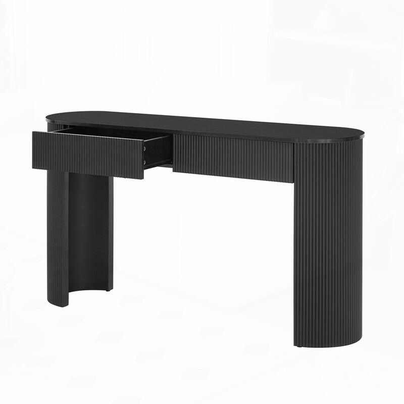 Oval Top Console Table with Storage