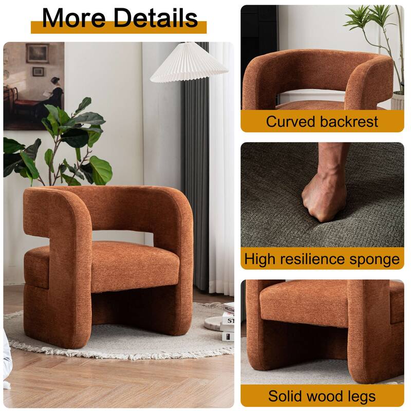 Set of 1 Square Barrel Shaped Boucle Upholstered Accent Armchair