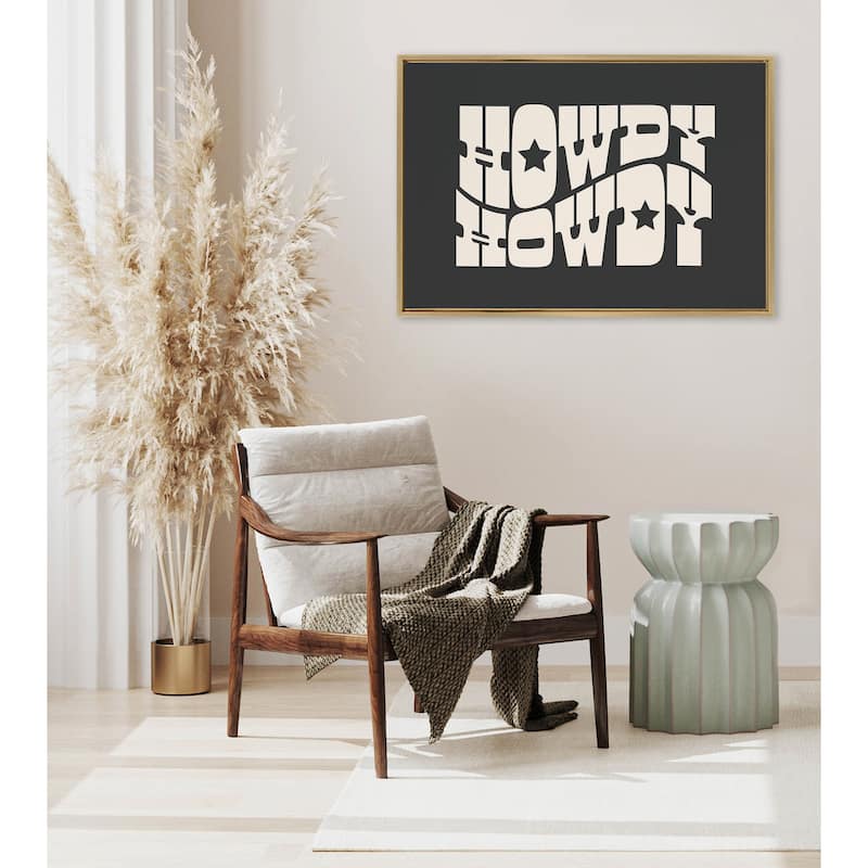 Kate and Laurel Sylvie Howdy Star Landscape Black Framed Canvas by Honey Island Studio