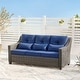 preview thumbnail 76 of 105, Murphy Outdoor Wicker Patio Outdoor Sofa Swivel Chair Coffee Table 1 Sofa - Gray Wicker-Blue