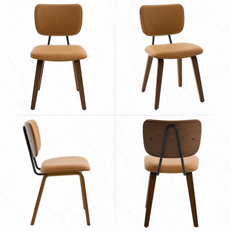 Faux Leather Upholstered Dining Chairs Set of 2/4 with Wood Legs - 32.3"H x 18.5"W x 21.8"D