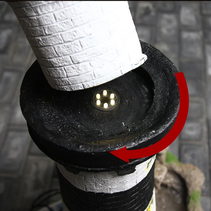 3-Tier Lighthouse Floor Waterfall Fountain with LED Lights for Outdoor Decor