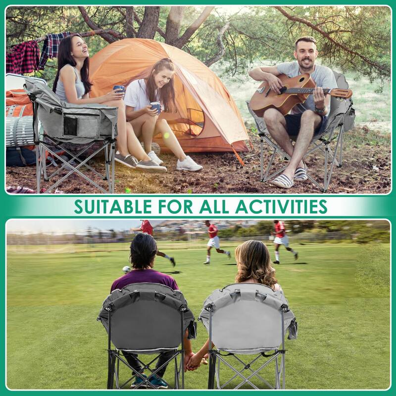 DoCred Oversized Camping Chair, Fully Padded Folding Moon Chair