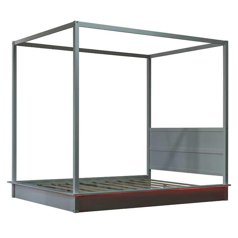 Canopy Platform Bed with LED Underglow by Harper&Bright Designs