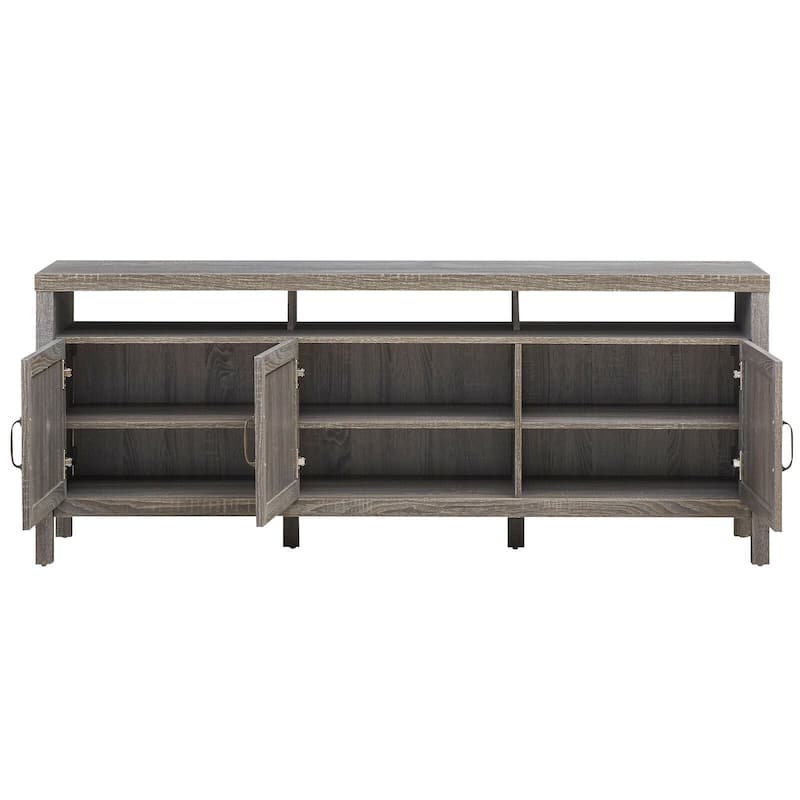 TV Entertainment Center for 65-Inch TVs with Solid Wood Legs and Shelves - 62" x 17.5" x 24.5"