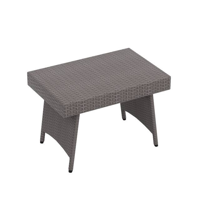 Peader Outdoor Wicker Adjustable Collapsible Folding Table - Gray