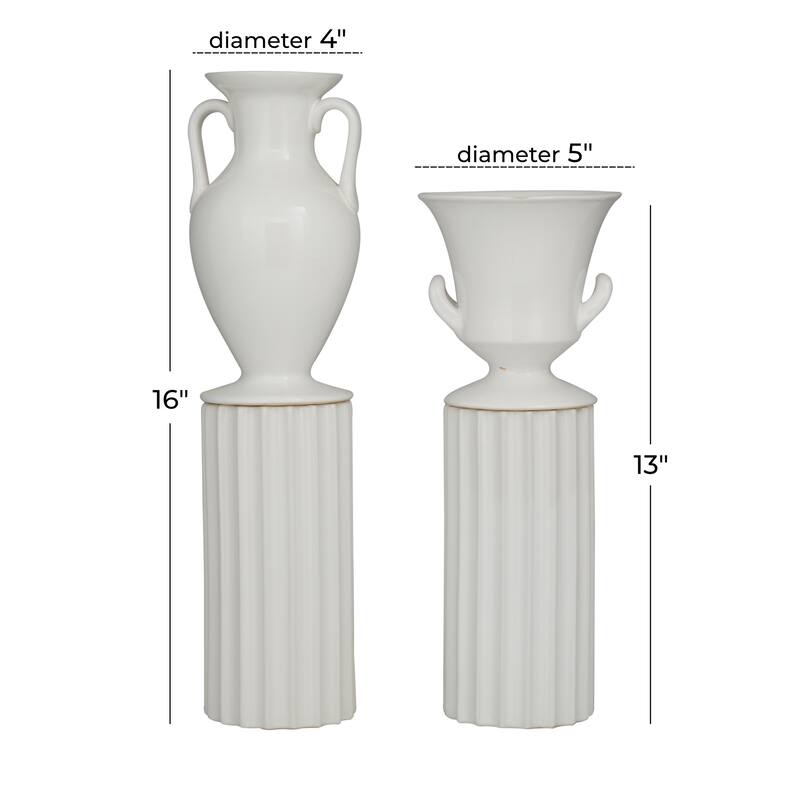 White Porcelain Transitional Vase Set of 2
