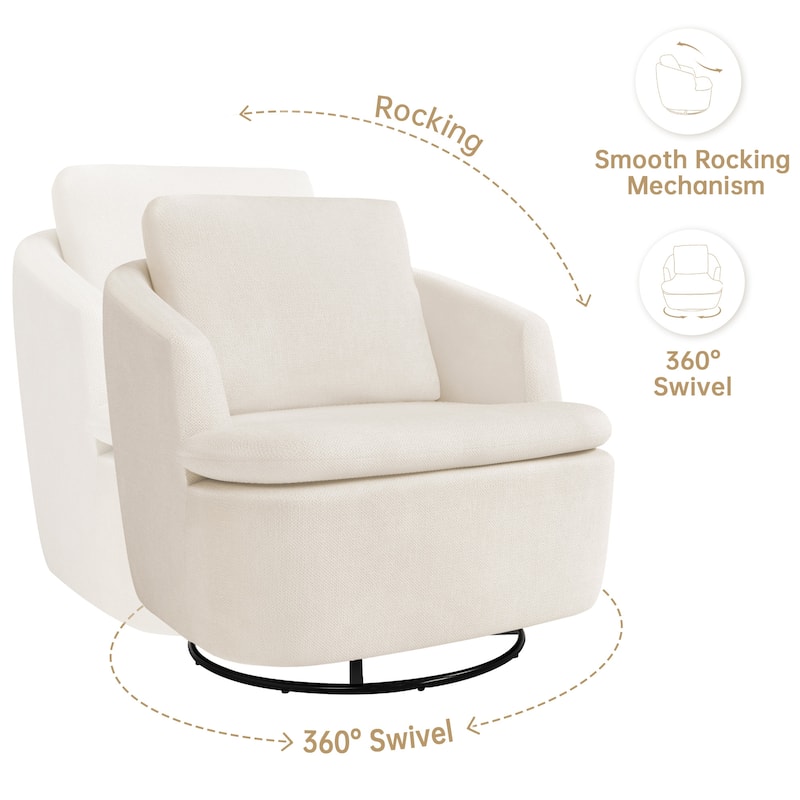 360°Swivel Accent Chair, Swivel Barrel Chair, Modern Chenille Round Accent Chairs With Armrests And Rotating Base