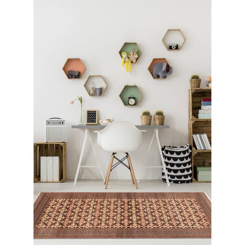 ECARPETGALLERY Hand-knotted Baluch Light Khaki Wool Rug - 4'3 x 6'2