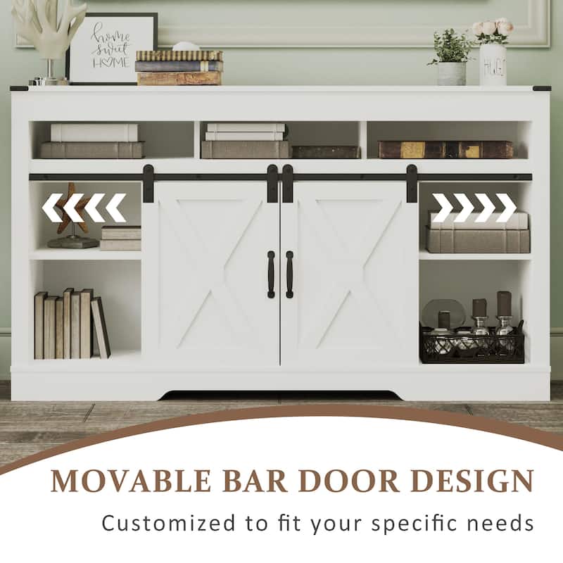 Farmhouse TV Stand for 65 inch TV with Sliding Barn Doors