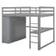 preview thumbnail 6 of 9, Full Loft Bed with Built-in Wardrobe, Desk, Shelves&Drawers, Wood Loft Bed Frame w/Full-Length Guardrails for Bedroom Dorm, Grey