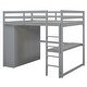 preview thumbnail 5 of 28, Full Size Loft Bed with Wardrobe, Desk, Shelves, Drawers, Grey, Wood Frame