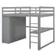 preview thumbnail 5 of 15, Safety Guaranteed Wood Loft Bed with Built-in Wardrobe, Desk, Storage Shelves and Drawers, Full Size, Grey