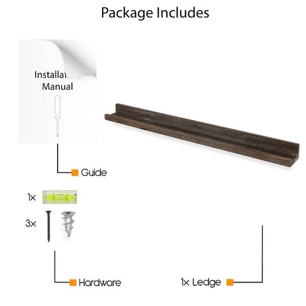dimension image slide 3 of 4, Rustic State 36 Inch Narrow Wall Mounted Shelves