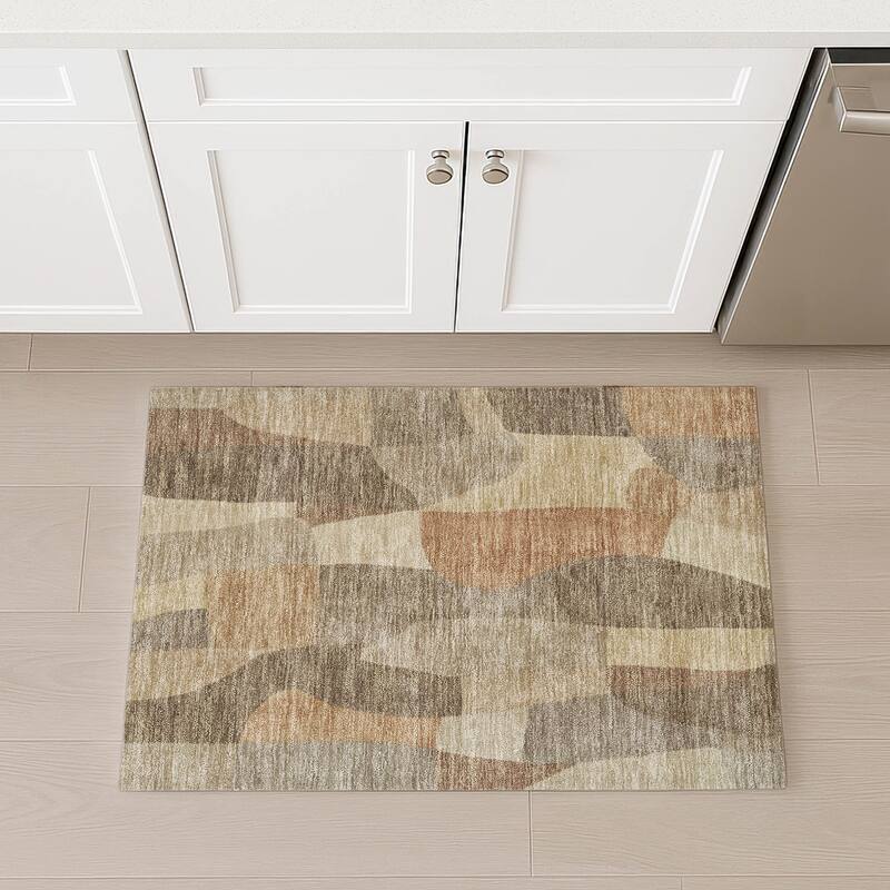 Machine Washable Indoor/ Outdoor Contemporary Layers Chantille Rug