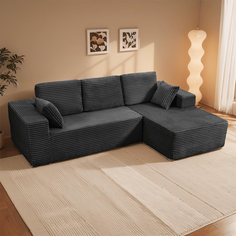 Indoor 108" Oversized Loveseat Sofa Lounge Chair for Living Room,Bedroom - Right Armrest & Dark Grey Color