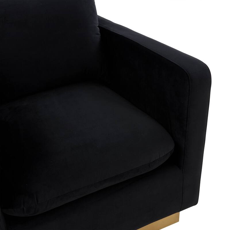 Nervo Velvet Modern Single Seater Sofa, Accent Arm Chair with Gold Stainless Steel Square Base for Living Room & Bedroom - 32.67