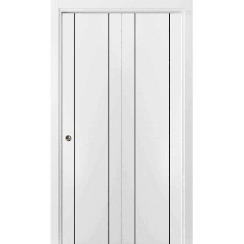 Bi-fold Doors 56 x 80 Planum 0016 White Silk with Sturdy Tracks - 84" x 84" ( 2* 42x84)