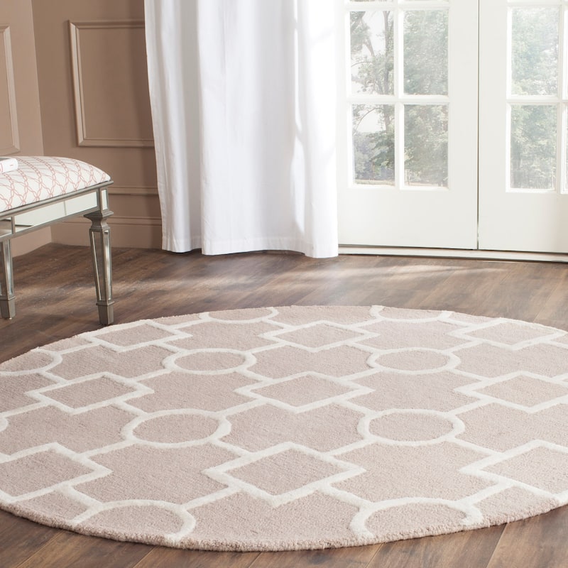 SAFAVIEH Handmade Cambridge Pietrix Modern Moroccan Wool Rug - 6' Round - Beige/Ivory